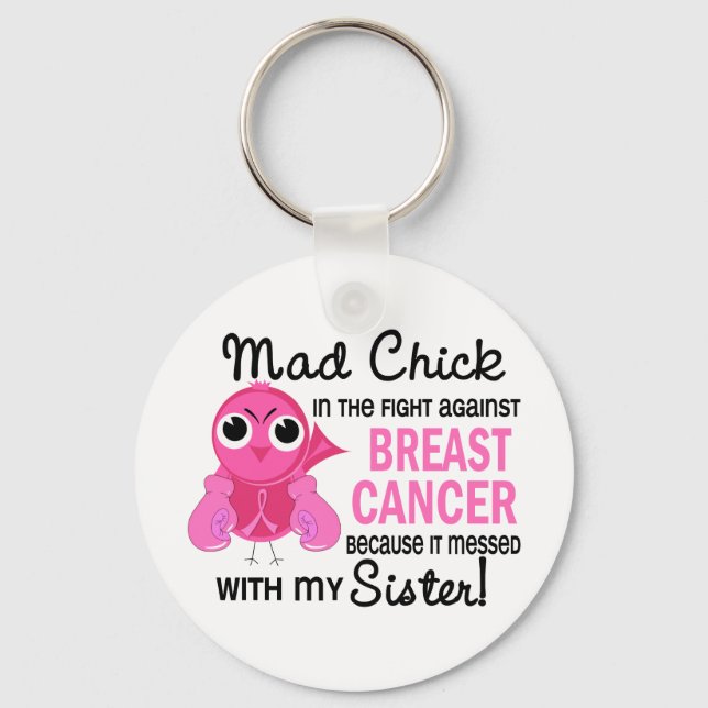 Mad Chick 2 Sister Breast Cancer Keychain (Front)