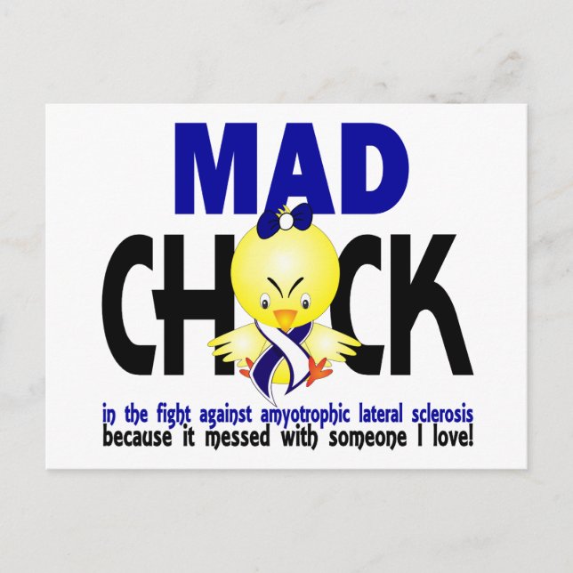 Mad Chick Amyotrophic Lateral Sclerosis Postcard (Front)