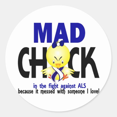 Mad Chick In The Fight ALS Classic Round Sticker