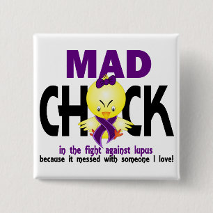 Mad Chick In The Fight Lupus Pinback Button