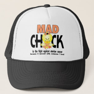 Mad Chick In The Fight Uterine Cancer Trucker Hat