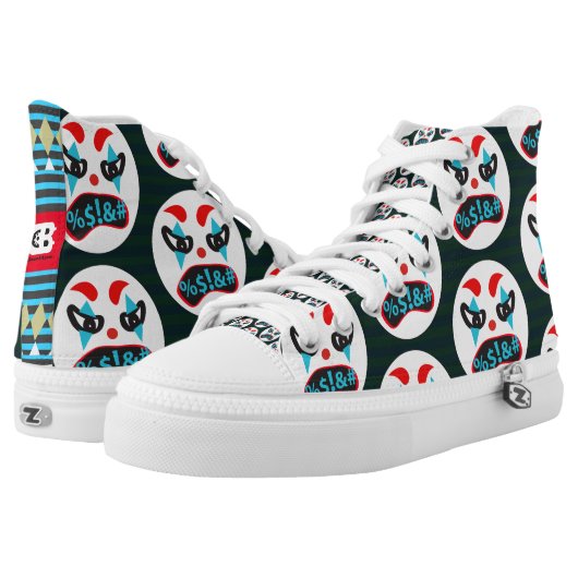 Mad Clown Face High-Top Sneakers (Pair)