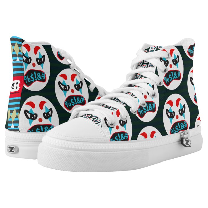 Mad Clown Face High Top Sneakers Zazzle Com