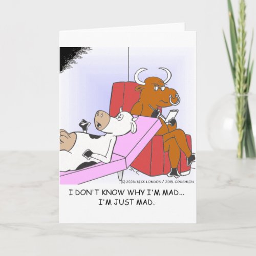 Mad Cow In Therapy Funny Gifts  Collectibles Card