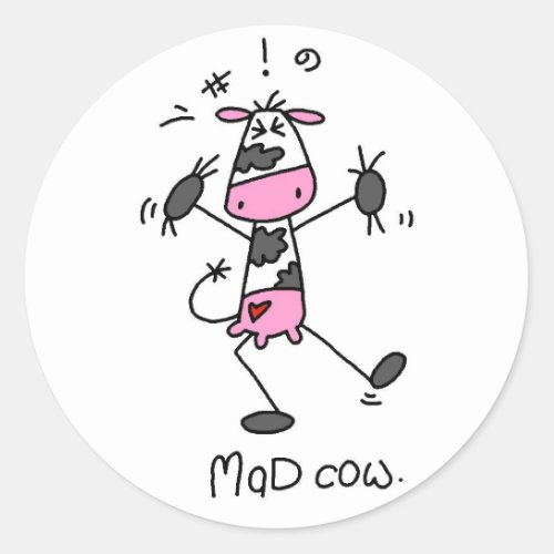 Mad Cow Tshirts and Gifts Classic Round Sticker
