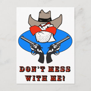 Mad Cowboy Funny Humor Illustration Postcard