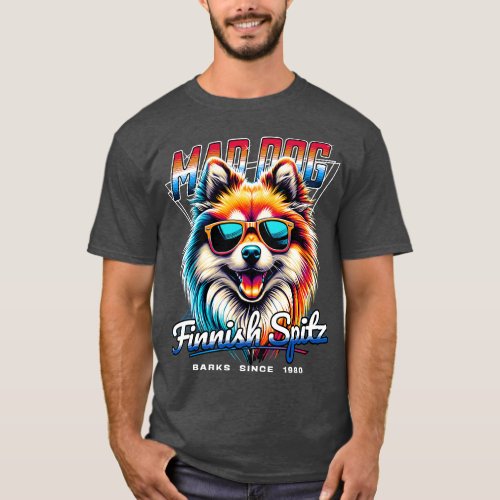 Mad Dog Finnish Spitz Dog T_Shirt