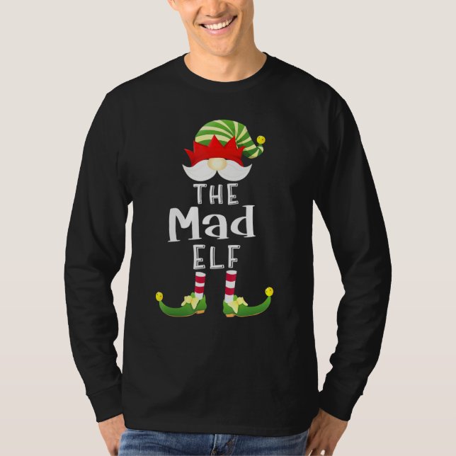 Mad Elf Group Christmas Pajama Party T-Shirt (Front)