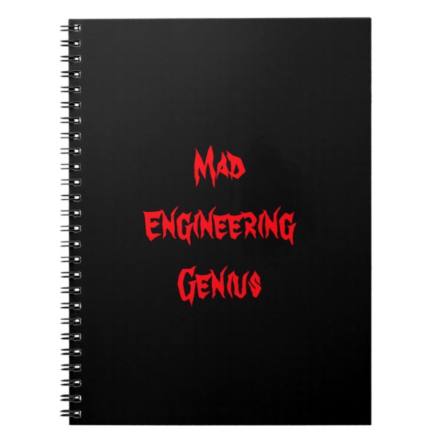 Mad Engineering Genius Geeky Geek Nerd Gifts Notebook (Front)