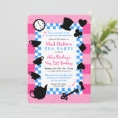 Mad Hatter 1st Birthday Party Invitations (Standing Front)