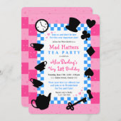 Mad Hatter 1st Birthday Party Invitations (Front/Back)