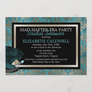 Alice in Wonderland Mad Tea Party Bridal Shower Invitation-awl1