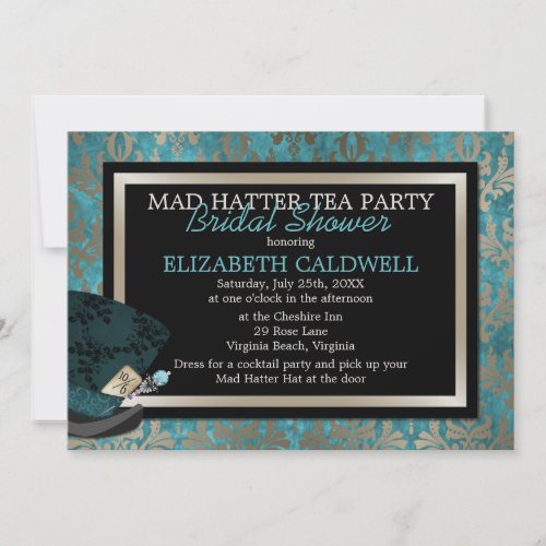 Mad Hatter Alice in Wonderland Bridal Shower Invitation