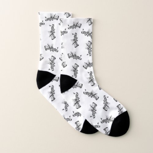 Mad Hatter Alice in Wonderland CUSTOM BG COLOR Socks