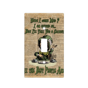 Mad Hatter,Alice In Wonderland,Quote Vintage Art Light Switch Cover