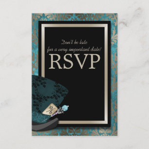 Mad Hatter Alice in Wonderland Wedding RSVP Card
