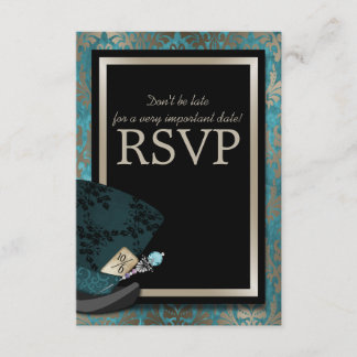 Mad Hatter Alice in Wonderland Wedding RSVP Card