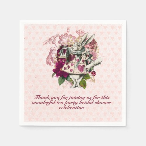 Mad Hatter Alice Vintage Tea Party Bridal Shower Napkins