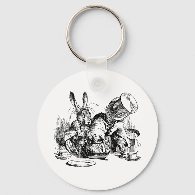 Mad Hatter and March Hare dunking the Dormouse Keychain (Front)
