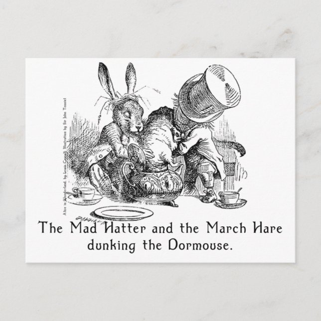 Mad Hatter and March Hare Dunking the Dormouse Postcard (Front)