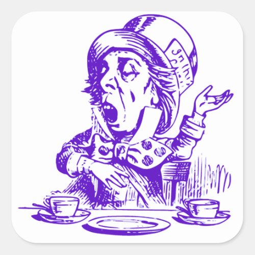 Mad Hatter And Tea Cups Square Sticker