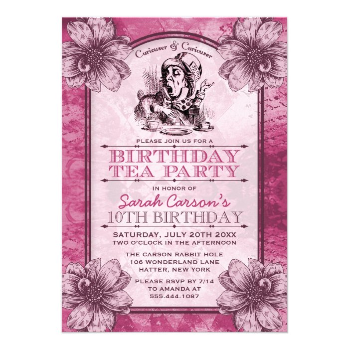 Mad Hatter Birthday Tea Party Invitations