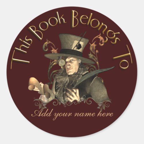 Mad Hatter Bookplate Sticker