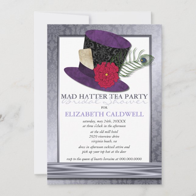 Mad Hatter Bridal Shower Invitation (Front)