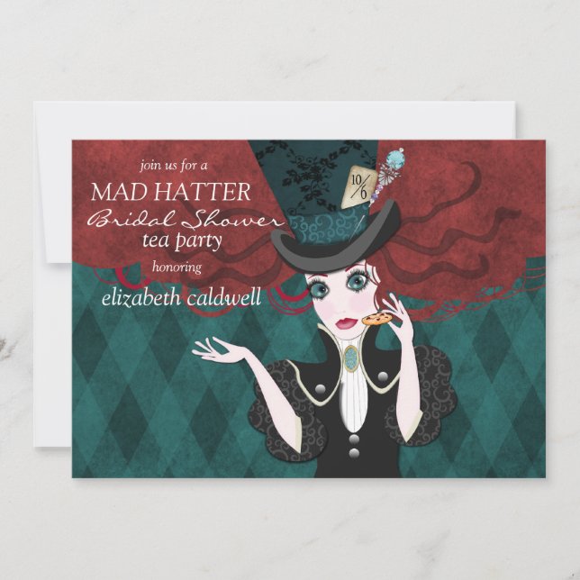 Mad Hatter Bridal Shower Tea Party Invitation (Front)