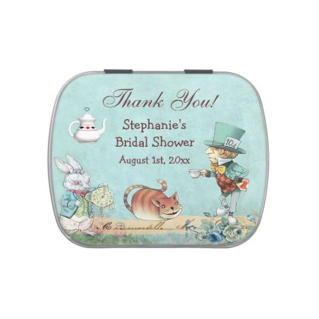 Mad Hatter Bridal Shower Thank You Favor Jelly Belly Tin