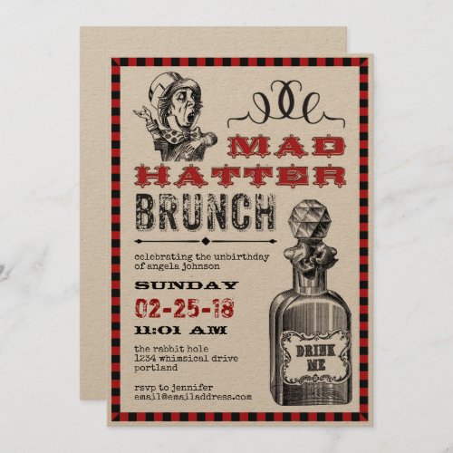 Mad Hatter Brunch Party Invitation