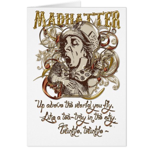 Mad Hatter Carnivale Style (with poem) Cards (Front)