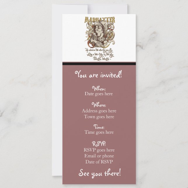 Mad Hatter Carnivale Style (with poem) Invitation (Front)