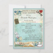 Mad Hatter & Cat Bring a Book Baby Shower Invitation (Back)