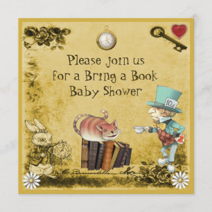 Mad Hatter & Cheshire Cat Bring a Book Shower Invitation