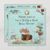 Mad Hatter & Cheshire Cat Bring a Book Shower Invitation (Front/Back)
