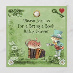Mad Hatter & Cheshire Cat Bring a Book Shower Invitation
