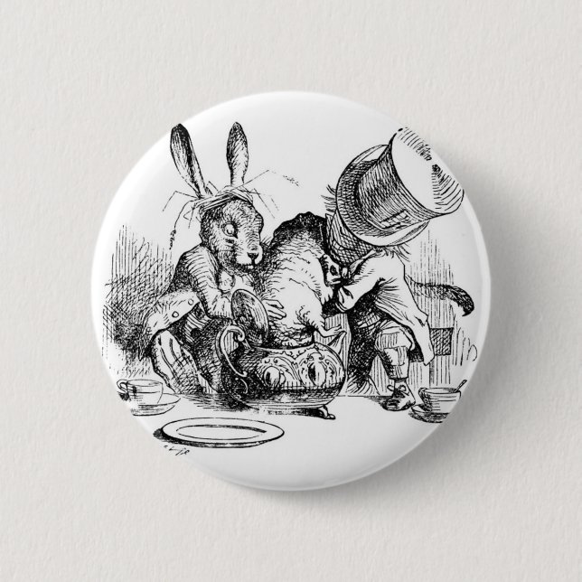 Mad Hatter, Dormouse and March Hare Pinback Button (Front)