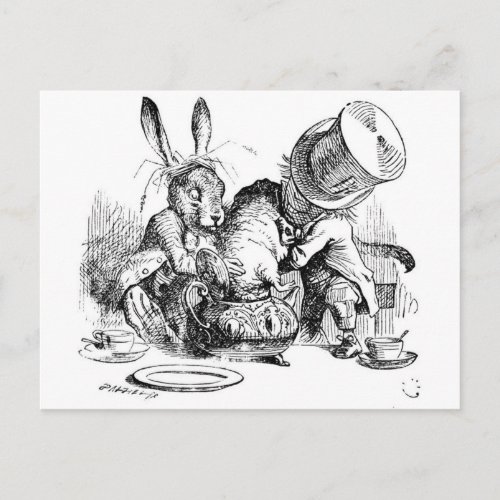 Mad Hatter Dormouse and March Hare Postcard