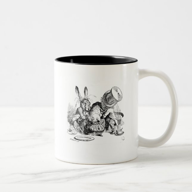 Mad Hatter, Dormouse and March Hare Two-Tone Coffee Mug (Right)