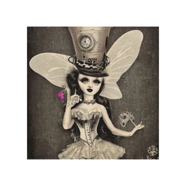 Mad Hatter Fairy Wood Wall Art (Front)