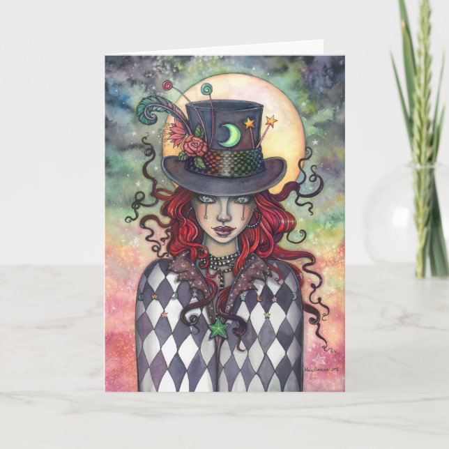 Mad Hatter Girl Mysterious Fantasy Art Card (Front)