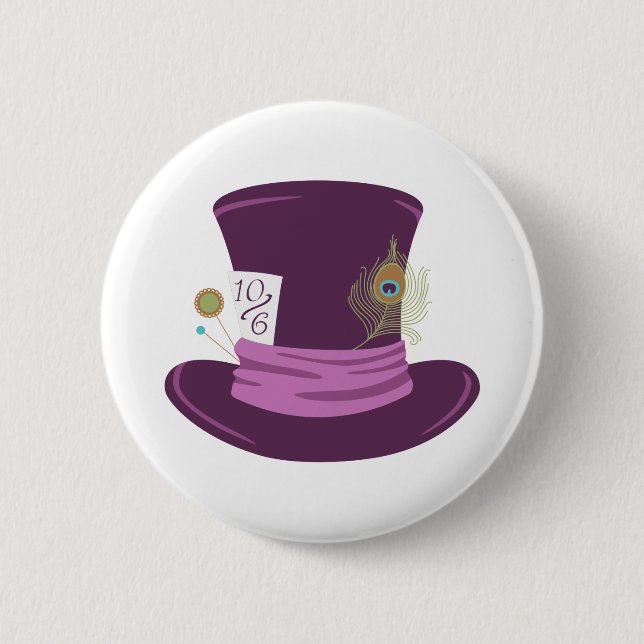 Mad Hatter Hat Pinback Button (Front)