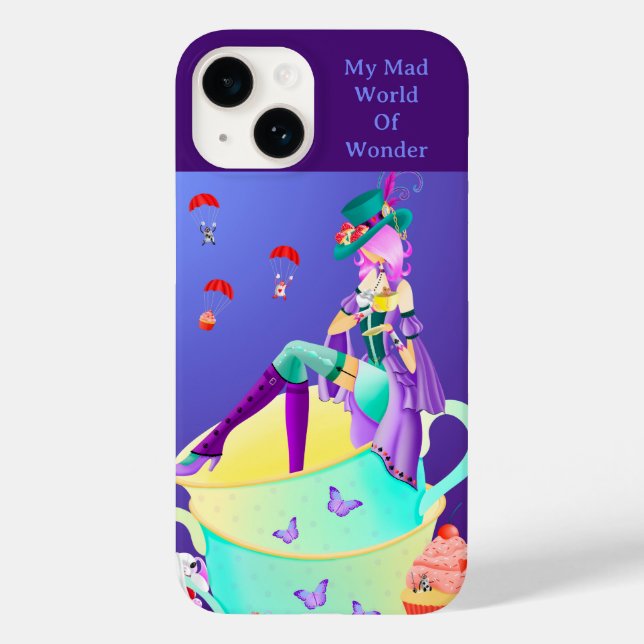 Mad Hatter in Tea Cup wonderland art Case-Mate iPhone Case (Back)