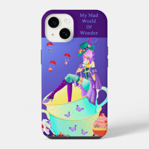 Mad Hatter in Tea Cup wonderland art iPhone 14 Case