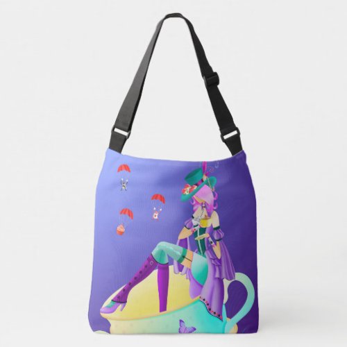 Mad Hatter in Teacup  Crossbody Bag