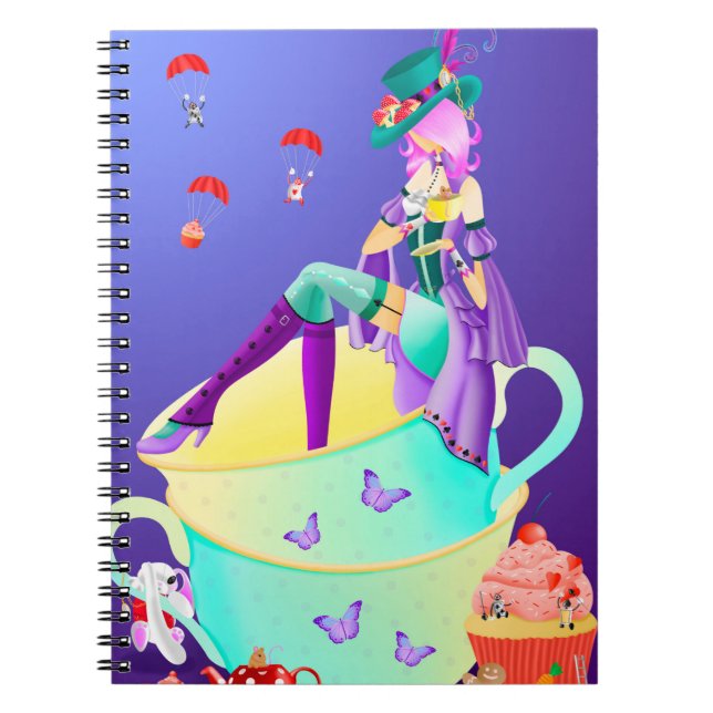 Mad Hatter in Teacup Wonderland  Notebook (Front)
