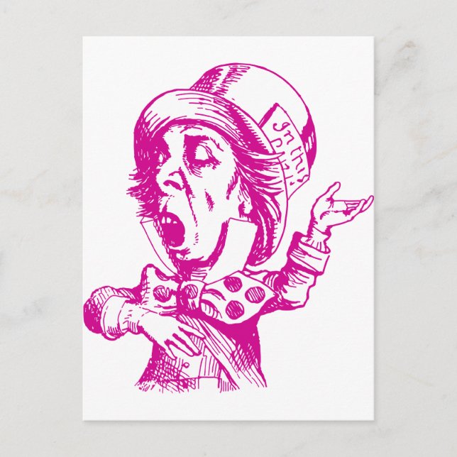 Mad Hatter Inked Pink Postcard (Front)