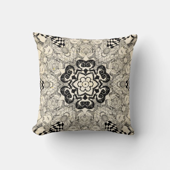 Mad Hatter Kaleidoscope 2 Throw Pillow (Front)