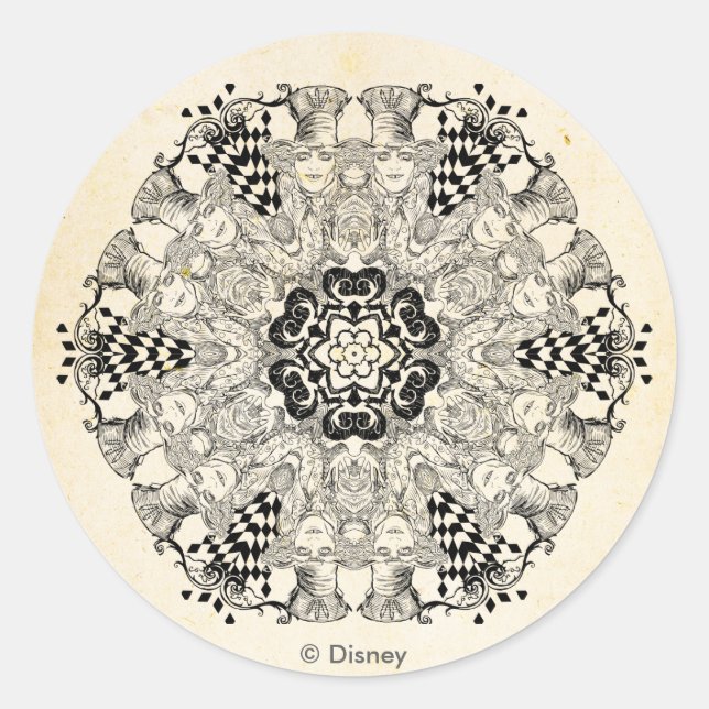 Mad Hatter Kaleidoscope Classic Round Sticker (Front)